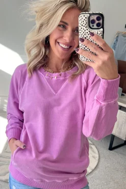 Ribbed Accent Pocketed Pullover