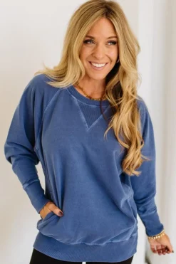 Ribbed Accent Pocketed Pullover