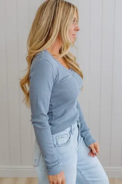 Ribbed Snap Henley Top