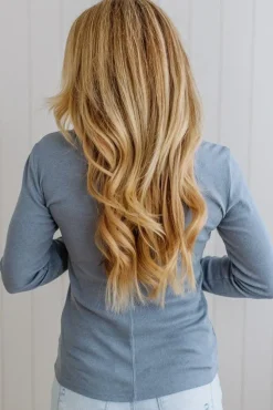 Ribbed Snap Henley Top