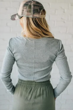 Ribbed Snap Henley Top