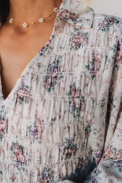 Roman V-Neck Smocked Top