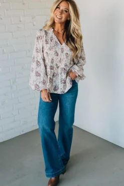 Roman V-Neck Smocked Top