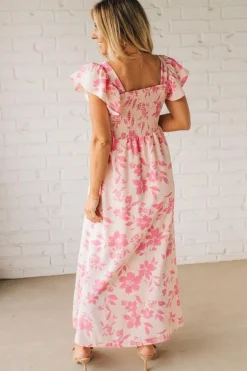 Ruffle Sleeve Square Neck Maxi Dress
