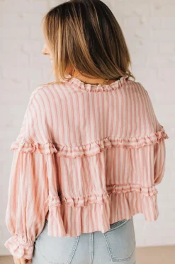 Ruffled Seam Stripe Top