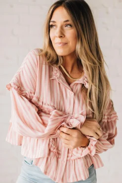 Ruffled Seam Stripe Top