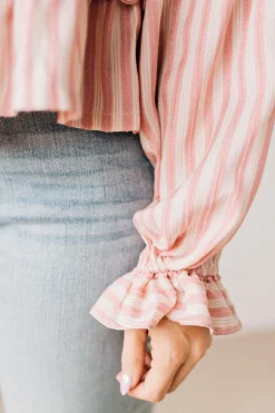 Ruffled Seam Stripe Top