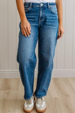 Sammi Barrel Cut Denim | Medium Wash - RISEN