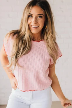 Scalloped Contrast Sweater Tee