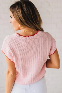 Scalloped Contrast Sweater Tee