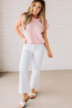 Scalloped Contrast Sweater Tee