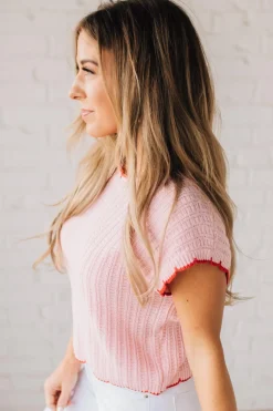 Scalloped Contrast Sweater Tee