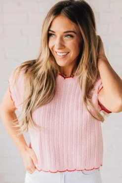 Scalloped Contrast Sweater Tee