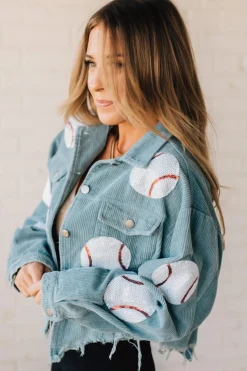Sequin Baseball Corduroy Jacket
