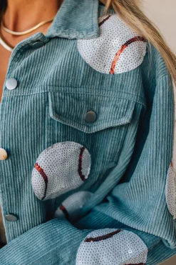 Sequin Baseball Corduroy Jacket