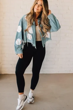 Sequin Baseball Corduroy Jacket