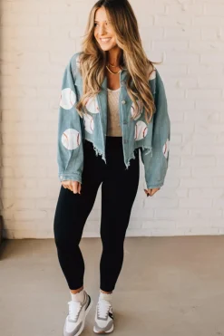 Sequin Baseball Corduroy Jacket