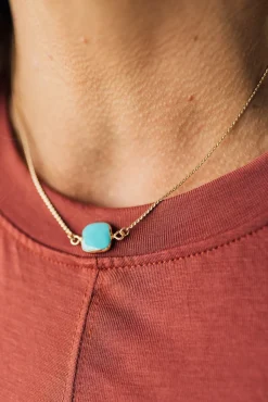 Square Stone Charm Necklace