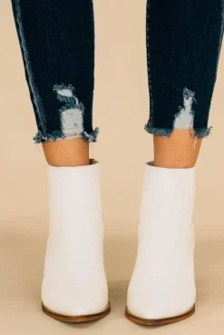 Stella White Snakeskin Booties