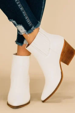 Stella White Snakeskin Booties