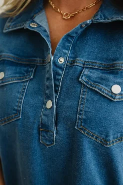 Stretch Denim Shift Dress