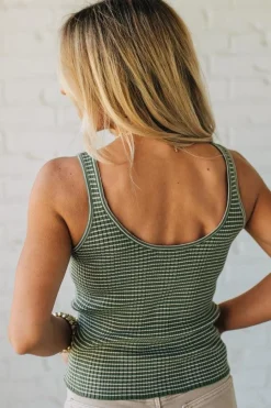 Striped Button Accent Tank