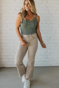 Striped Button Accent Tank