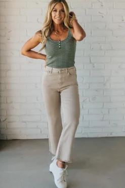 Striped Button Accent Tank