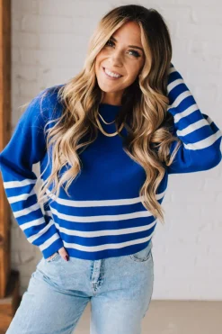 Striped Dipped Crop Sweater