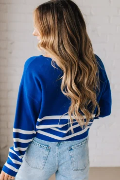 Striped Dipped Crop Sweater
