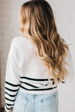 Striped Dipped Crop Sweater