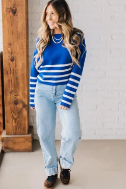 Striped Dipped Crop Sweater