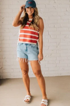 Striped Side Tie Top