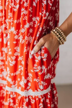 Sweetheart Trimmed Tiered Midi Dress