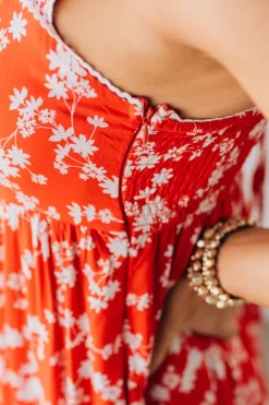 Sweetheart Trimmed Tiered Midi Dress