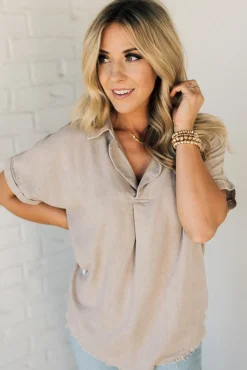 Sydney Wash Linen Collar Top