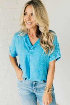 Sydney Wash Linen Collar Top