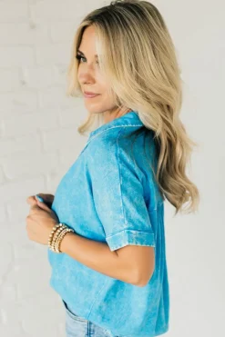 Sydney Wash Linen Collar Top