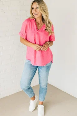 Sydney Wash Linen Collar Top