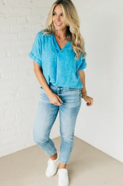 Sydney Wash Linen Collar Top