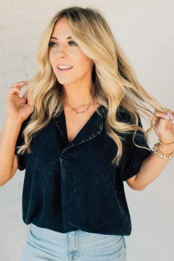 Sydney Wash Linen Collar Top