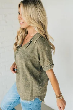 Sydney Wash Linen Collar Top