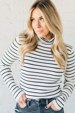 Tate Striped Turtleneck Top