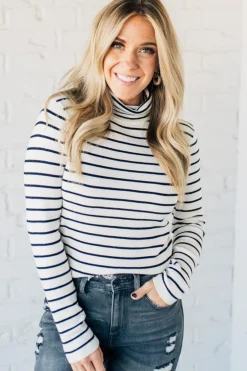 Tate Striped Turtleneck Top