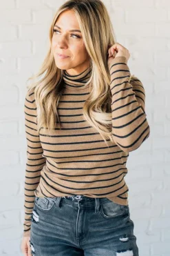 Tate Striped Turtleneck Top