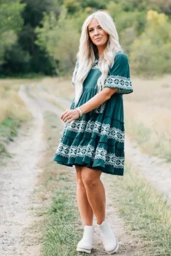 Tiered Mini Dress with Applique