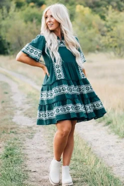 Tiered Mini Dress with Applique