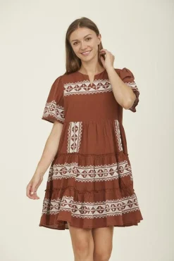 Tiered Mini Dress with Applique