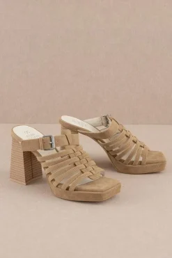 Trista Basketweave Buckle Heels