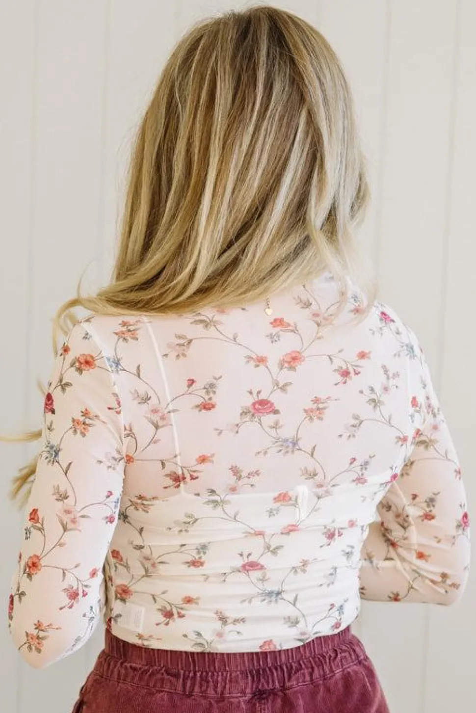 Vintage Floral Mesh Top